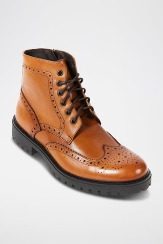 Botins em couro Wing Cap Camel