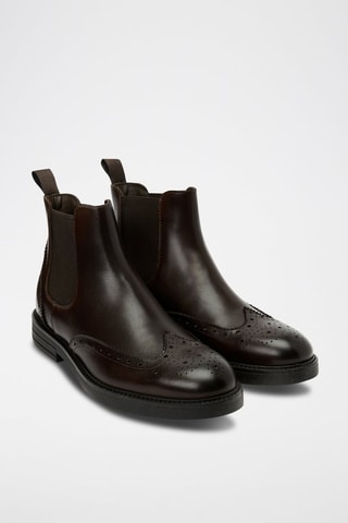 Botins Chelsea em couro Wing Cap Castanho-escuro
