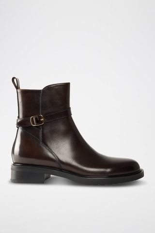 Botins regular em couro - Castanho-escuro