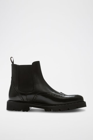 Boots regular em couro - Preto