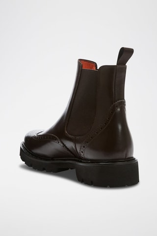 Boots regular em couro - Castanho-escuro