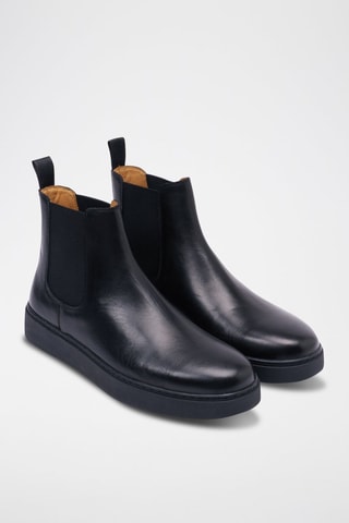Boots Chelsea regular em couro - Preto