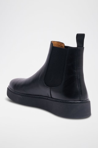 Boots Chelsea regular em couro - Preto