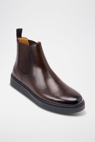 Boots Chelsea regular em couro - Castanho