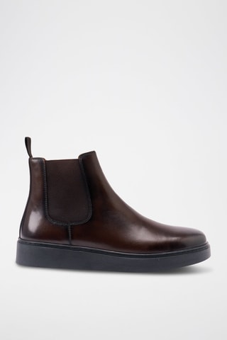 Boots Chelsea regular em couro - Castanho