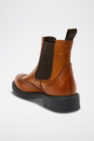Botins Chelsea em couro Wing Cap Castanho