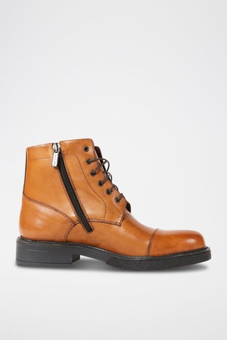 Botins em couro Toe Cap Castanho