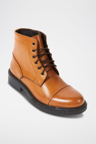 Botins em couro Toe Cap Castanho