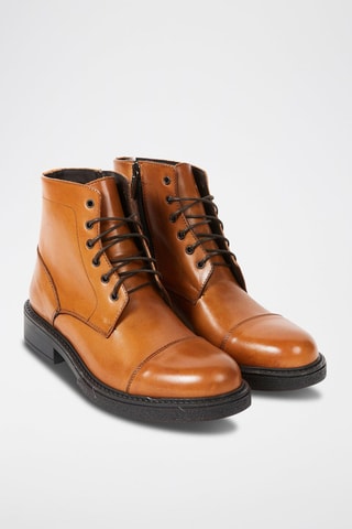 Botins em couro Toe Cap Castanho