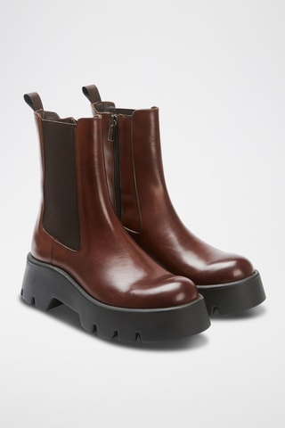 Botins Chelsea em couro  Castanho