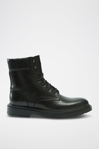 Botins em couro Ankle - Preto