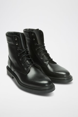 Botins em couro Ankle - Preto