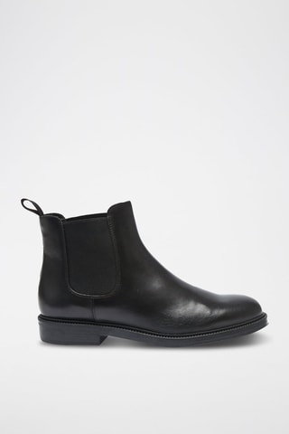 Botins Chelsea em couro - Preto
