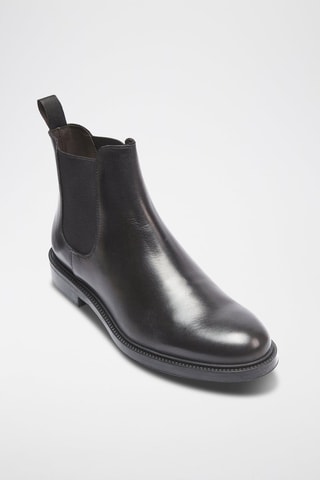 Botins Chelsea em couro - Preto