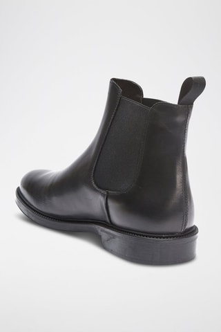Botins Chelsea em couro - Preto