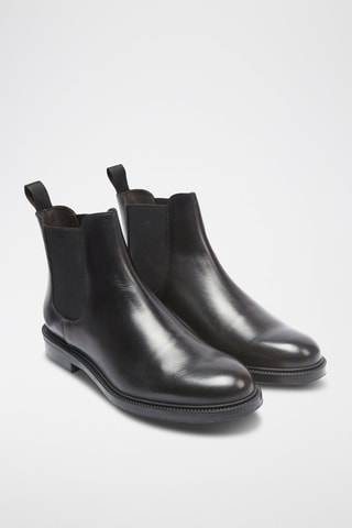 Botins Chelsea em couro - Preto