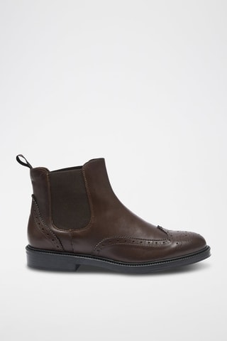 Botins Chelsea em couro Wing Cap - Castanho-escuro