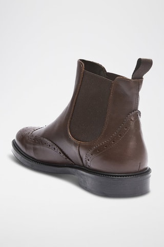 Botins Chelsea em couro Wing Cap - Castanho-escuro