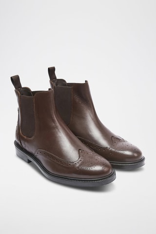 Botins Chelsea em couro Wing Cap - Castanho-escuro