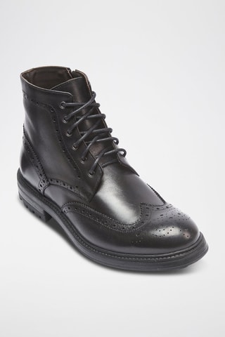 Botins em couro Wing Cap - Preto