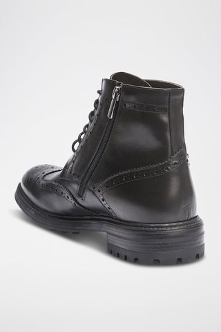 Botins em couro Wing Cap - Preto