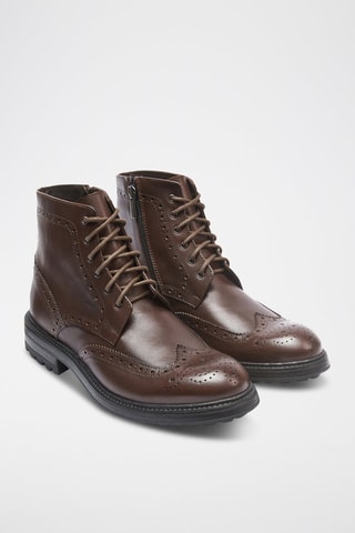 Botins em couro Wing Cap - Castanho-escuro