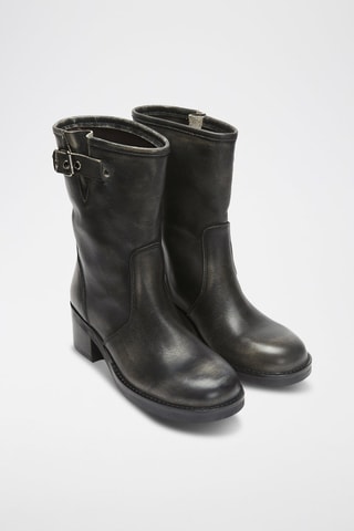 Botins em couro Biker - Preto