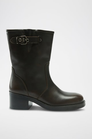 Botins em couro Biker - Castanho