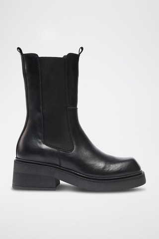 Botins Chelsea em couro - Preto