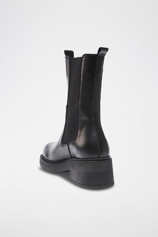 Botins Chelsea em couro - Preto