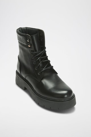Botins em couro Ankle - Preto
