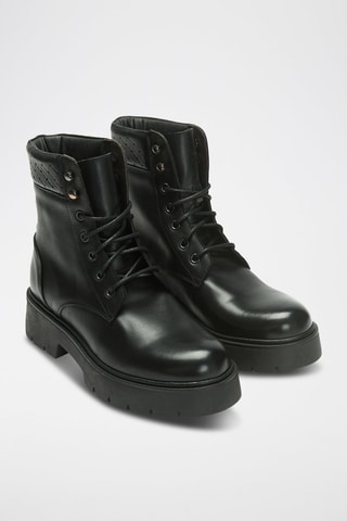 Botins em couro Ankle - Preto