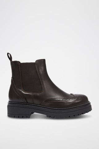 Botins Chelsea em couro Wing Cap - Castanho-escuro