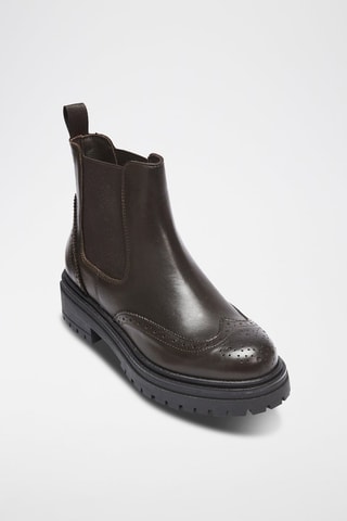 Botins Chelsea em couro Wing Cap - Castanho-escuro