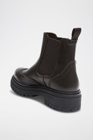 Botins Chelsea em couro Wing Cap - Castanho-escuro