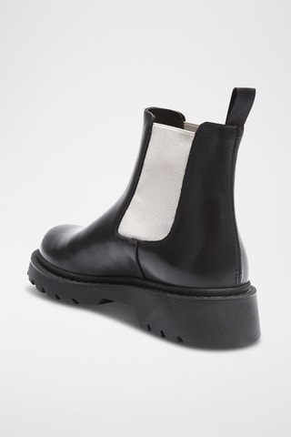 Botins Chelsea em couro - Preto e branco
