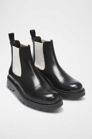 Botins Chelsea em couro - Preto e branco