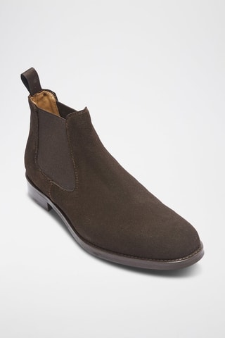 Botins Chelsea em nobuck - Regular - Castanho-escuro