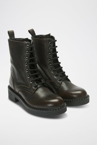 Botins regular de couro - Castanho