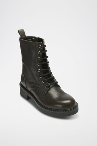 Botins regular de couro - Castanho