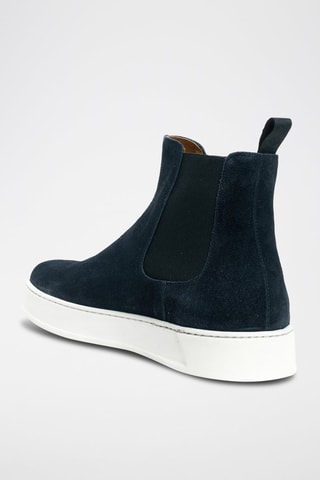Botins Chelsea em nobuck Regular - Azul-marinho