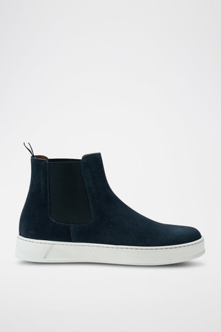 Botins Chelsea em nobuck Regular - Azul-marinho