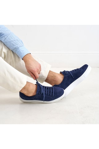 Sapatilhas em nobuck Regular - Azul-marinho