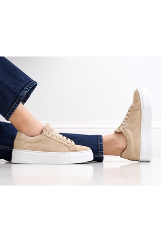 Sapatilhas em nobuck Regular - Bege