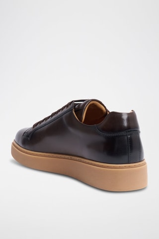 Sapatilhas regular em couro - Castanho-escuro