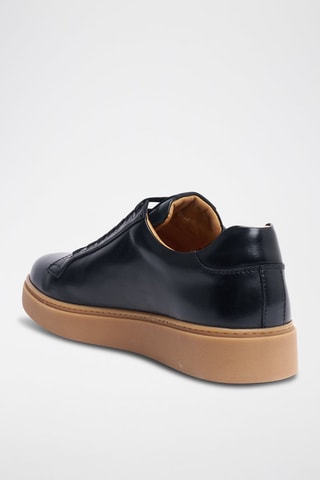 Sapatilhas regular em couro - Preto