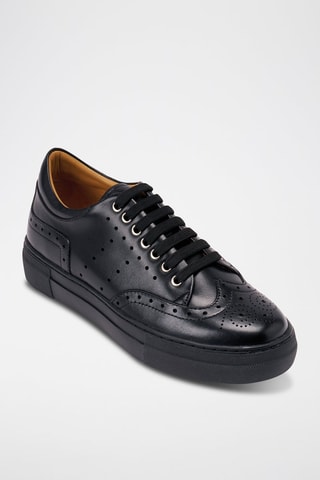 Sapatilhas regular em couro - Preto