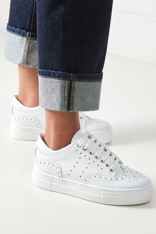 Sapatilhas regular em couro - Branco