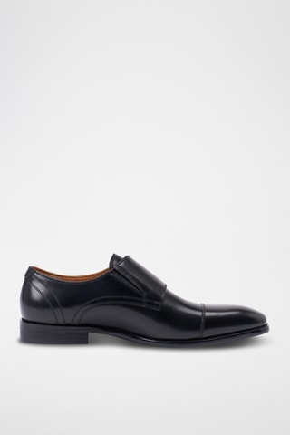 Derbies de fivela de couro Monk - Preto