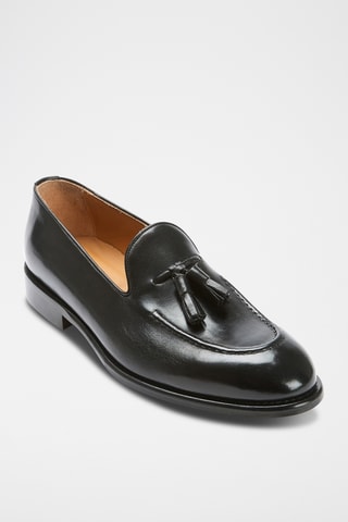 Mocassins de couro Tassel - Preto